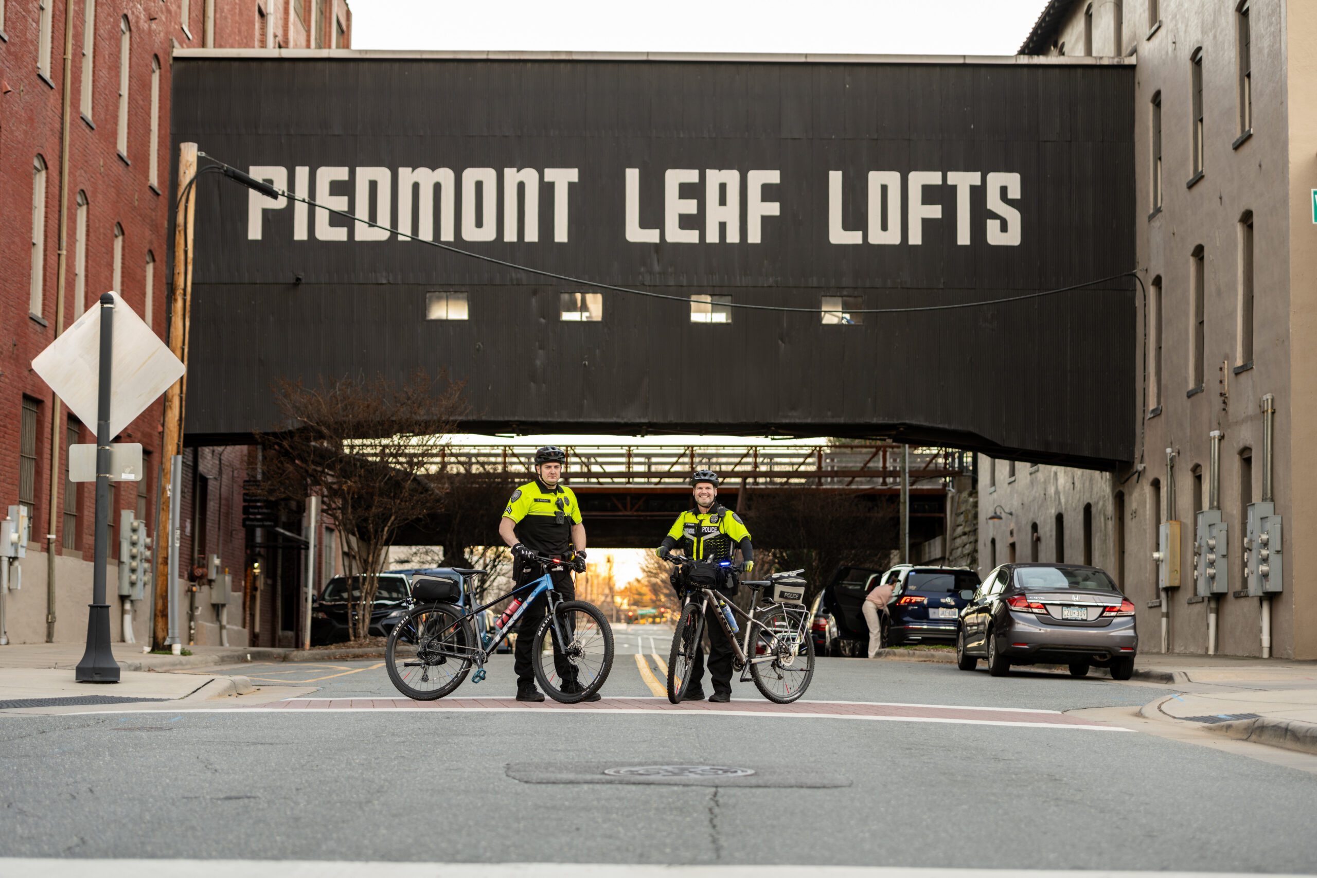 Winston-Salem Police officers on bike patrol downtown